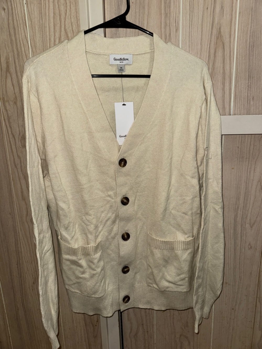 Goodfellow & Co Cream V‑Neck Button Cardigan